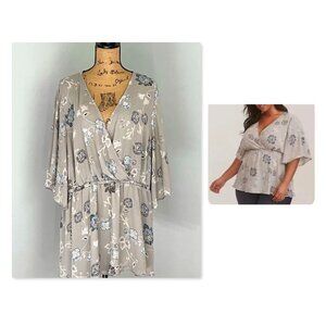 Torrid Floral Faux Wrap Georgette Babydoll Blouse Sz 4X